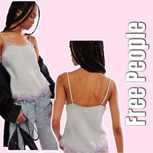 Free People Intimately Sunset Lover Cami In Sea Mist‎ XS Lace Trim
